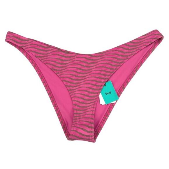 TNA Aritzia Maui Mullholland High-Leg Swim Bottom Sz Large Brgt Rose / Clove Red - Picture 3 of 7